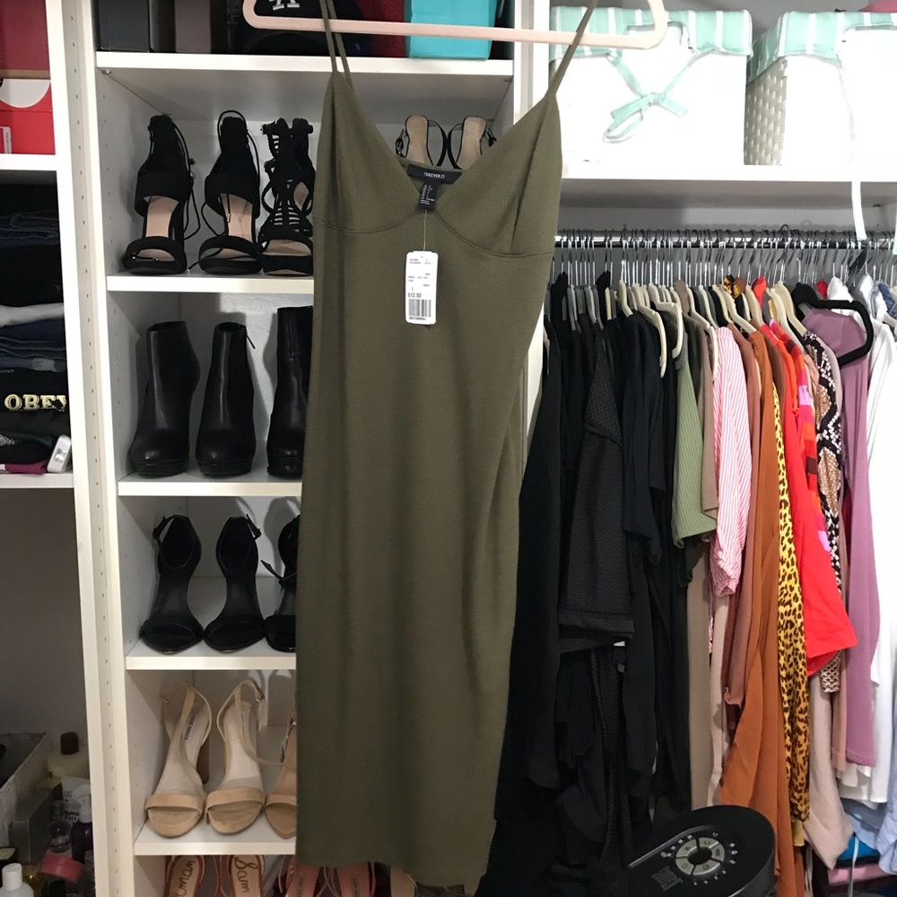 Olive strappy dress